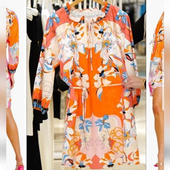 Drea Floral Print Long Sleeve Mini Dress By Ciebon NWT SZ. Small No Belt - Picture 4 of 8